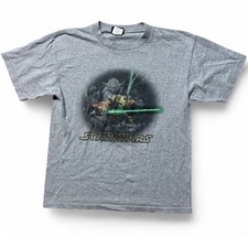 Vintage Youth Size L/Adult S T-Shirt Star Wars Yoda With Light Saber Y2K
