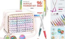 Colors Acrylic Paint Markers, Soft Brush Tip Marker Pens Set with Marker 96