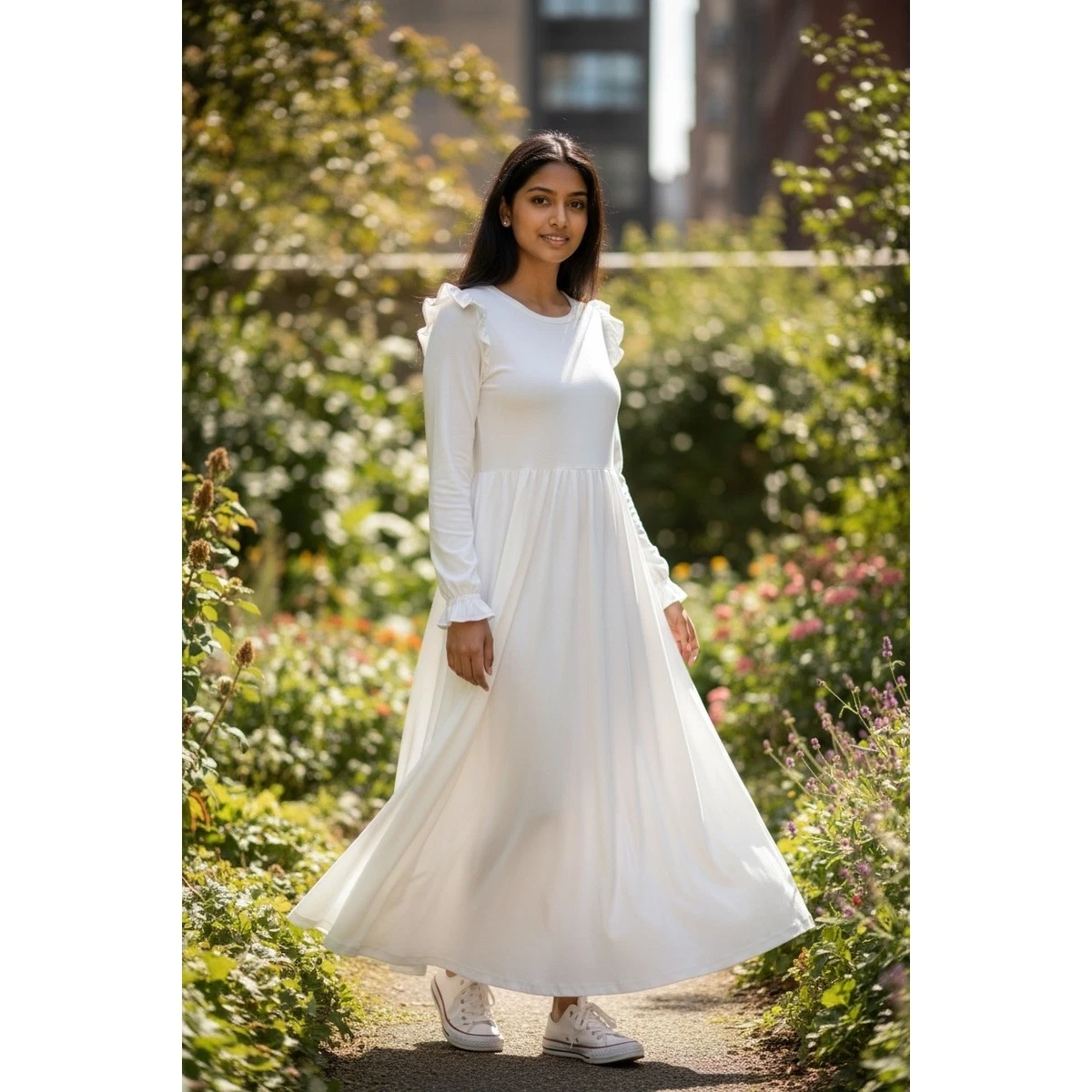 White Long Sleeve Maxi Dresses for Girls for sale | eBay
