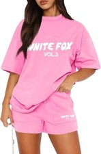 Women Tracksuit Set Outfits Causal T-Shirts & Shorts Short Sleeve Workout Top UK