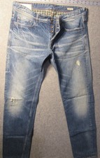 P.P. Firenze Slim Fit Jeans Mens 35 Made in Italy Distressed Button Fly Blue