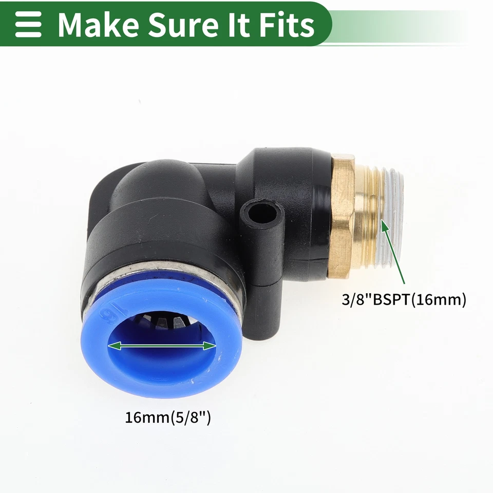 Conector rápido aire 5/8" 90° para tubo 3/8"BSPT azul - Imagen 4 de 4