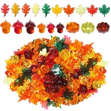 Fall Vase Filler,165 Pcs Acrylic Pumpkin Leaves Acorn Gems Sensory Bin Filler...