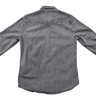 Levi's Men's Shirt Gray Denim Western Snap Size M