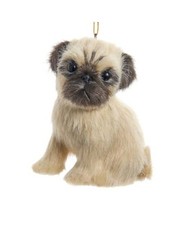 Pug Dog Ornament - Furry Pug Christmas Tree Ornament for Dog Lovers