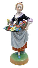 Dresden Porcelain Figurine Flower Selling Lady German Hand-Painted D10004