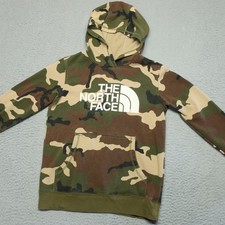 The North Face Pullover Hoodie Boys Medium Camouflage Kangaroo Pockets Outdoor
