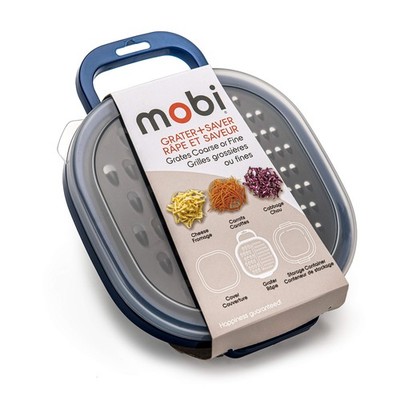 Mobi Storage grater with 2 grating surfaces and cover for storing leftovers, Blu