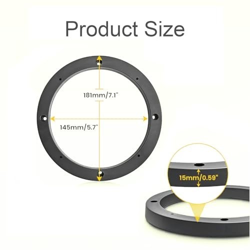 Universal 6.5" Car Door Speaker Mounting Ring Spacers, 0.59" Depth Extender for