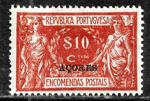 HICK GIRL- MINT PORTUGAL-AZORES STAMP   SC#Q4 1921  PARCEL POST ISSUE   H334