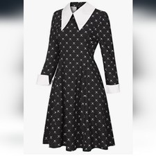 Women's Small Cosplay Wednesday Addams Costume Dress  Tights Set NWT