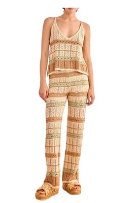 NEKANE RD.TERRA-000009 Damen Hose Streifen beige grün Baumwolle