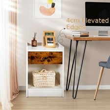 2x Bedside Tables with Drawer & Open Shelf – Compact Contemporary Nightstands