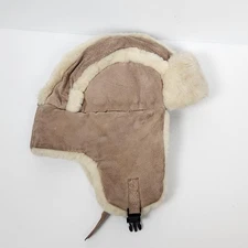 Yukon Tracks Hat Cap Strap Back Mens Large Tan Trapper Ear Flap Faux Fur