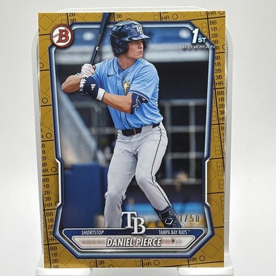 2026 1st Bowman Daniel Pierce BP-77 Gold Scorecard 11/50 Rays