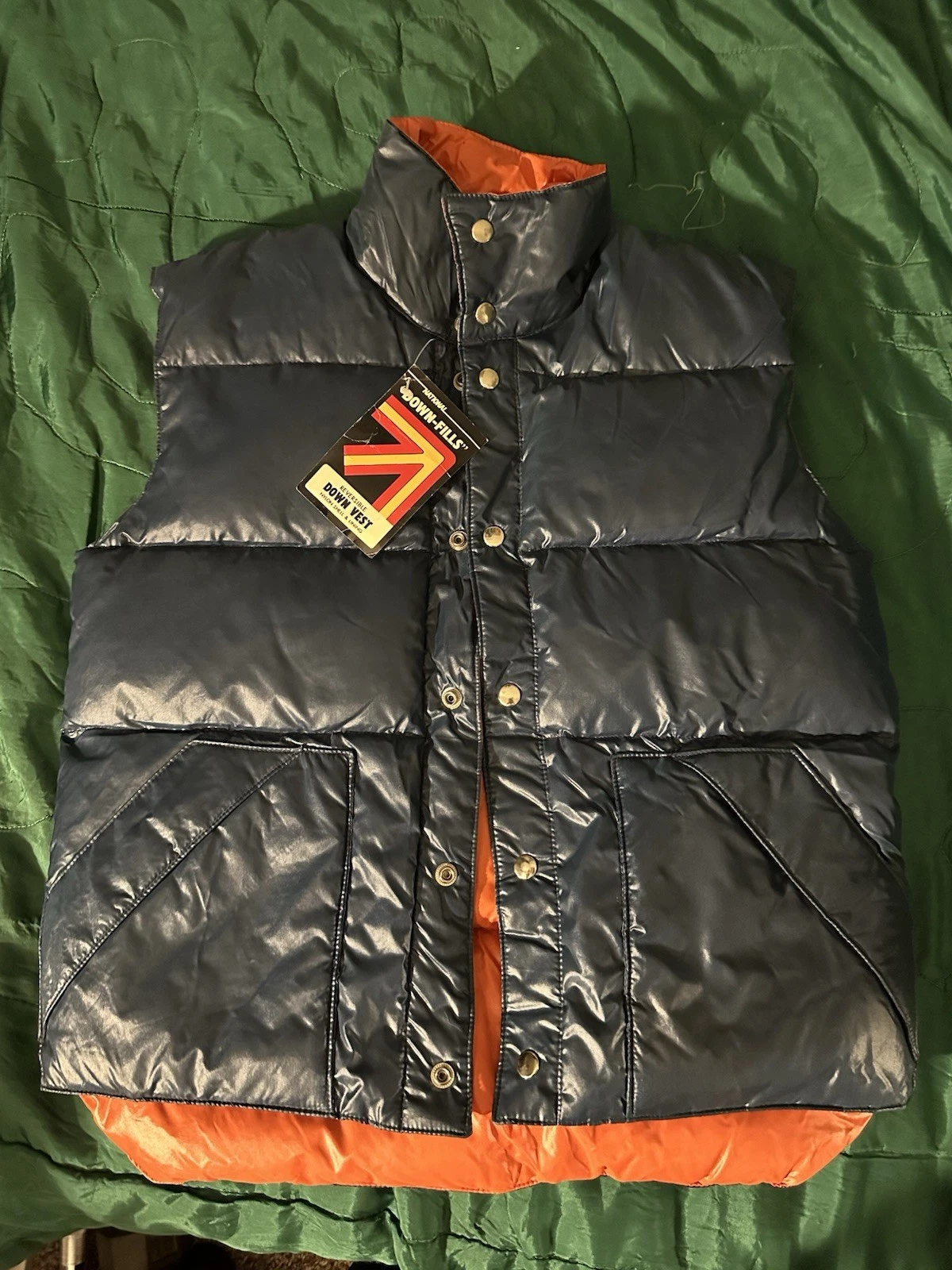 VTG 80’s National “Down-Fills” Reversible Down Vest Size Men’s Small NWT