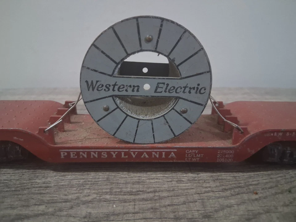 American Flyer S 24519 Pennsylvania Flatcar With Western Electric Reel Rare - Image 3 of 4