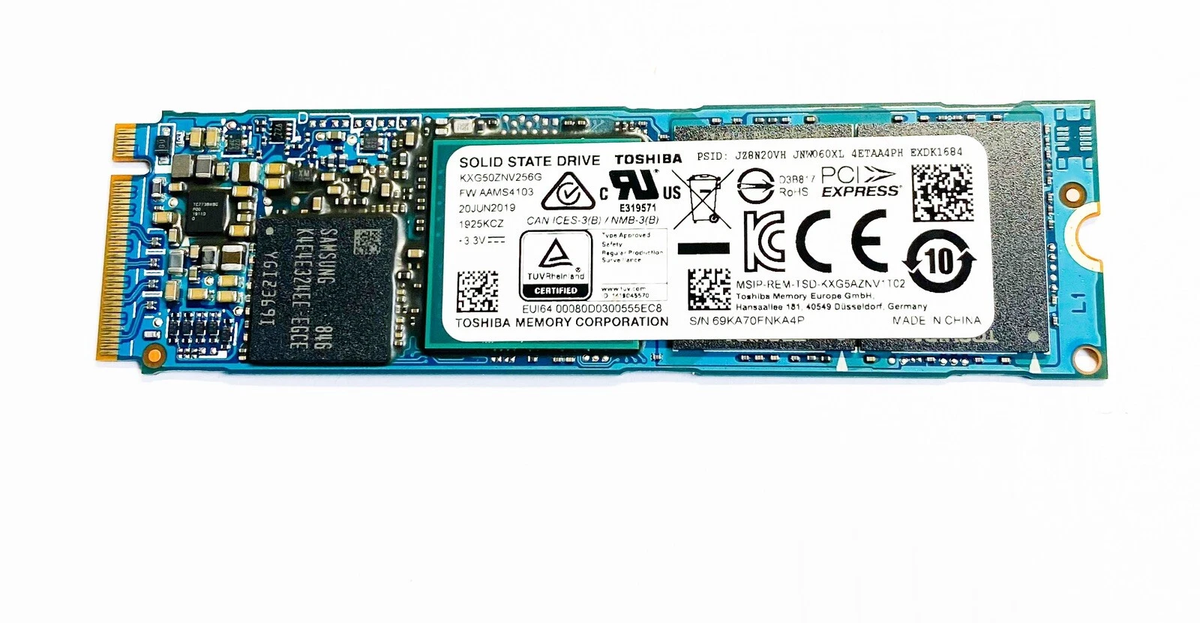 Toshiba 256GB SSD M.2 2280 PCIe Gen3 x4 / NVMe 1.2.1 KXG50ZNV256G