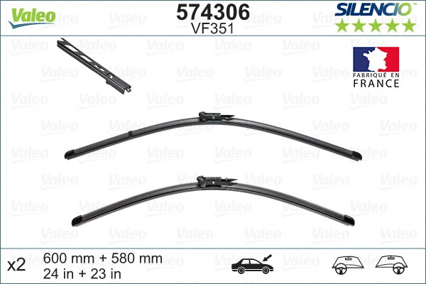 Essuie-glace Valeo 574306 balai avant de 550mm pour correspondre aux références OE 431438