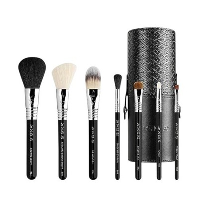 Sigma Beauty Reise Make-up Pinsel Set Schwarz für Gesicht und Augen + Becher