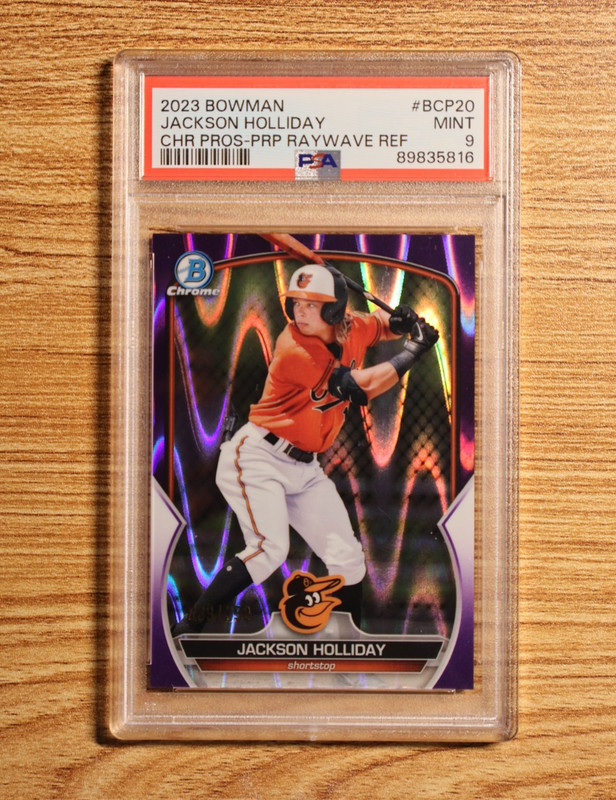 2023 Bowman Chrome - Jackson Holliday #BCP-20 Purple Raywave /250 PSA 9
