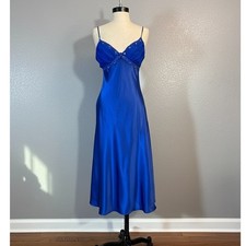 Small Royal Blue Vintage Slip Dress Nightgown Satin Like Sexy