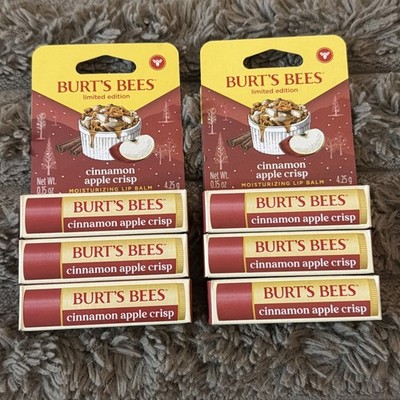 BURT S BEES Cinnamon Apple Crisp Lip Balm Limited Holiday Edition - Lot Of 6