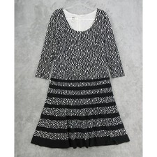 Anne Klein Dress Women 16 Career Knit Abstract Office Stripe Back Knee Length