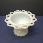 Vintage Anchor Hocking Milk Glass Old Colony  Lace Edge Sherbet Small Compote — photo 1