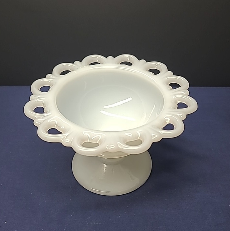 Vintage Anchor Hocking Milk Glass Old Colony  Lace Edge Sherbet Small Compote