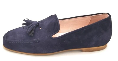 Oroscuro C26 Mocassin en Daim Bleu Outremer Pompoms Fond en Caoutchouc S - Photo 1/4