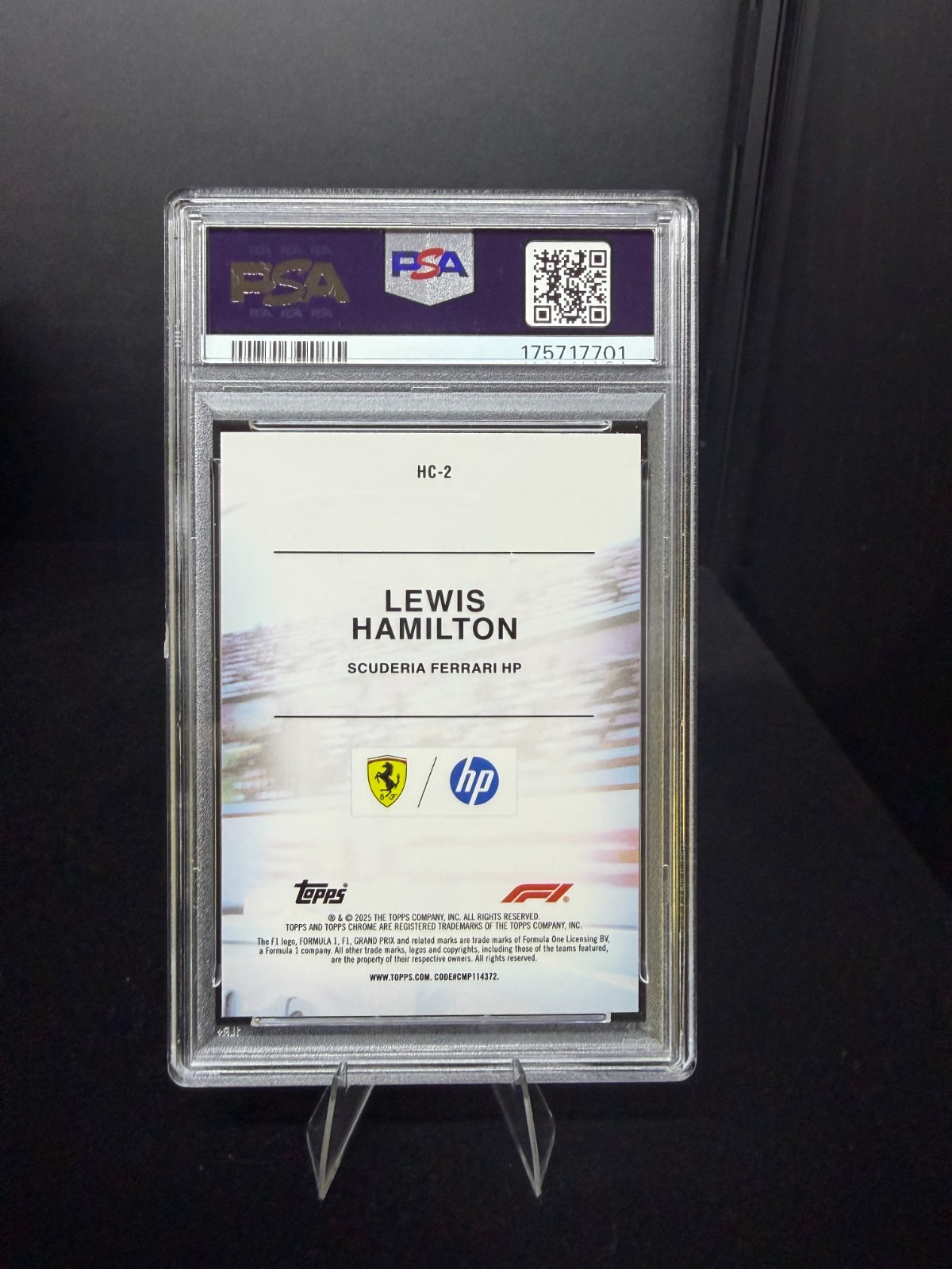 Lewis Hamilton 2025 Topps Chrome F1 Helmet Collection PSA 10 Ferrari #HC-2 view 2