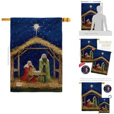 Breeze Decor Christmas Burlap Banner Nativity - Made in USA