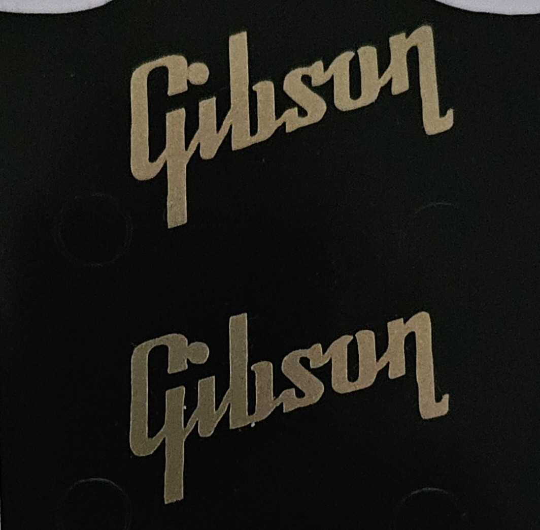 2 Gold   Decal  Headstock Logos, Die-Cut Vinyl Decal,  SG, Les Paul  Gibson