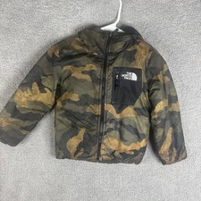 The North Face Jacket Kids 5 Green Camo Reversible Hooded Puffer Warm Coat