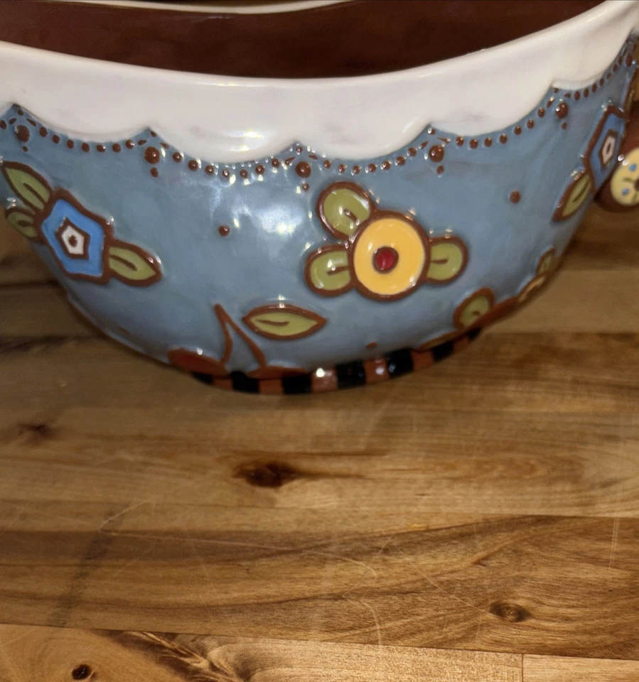 Винтажная сине-коричневая цветочная вишня Mary Engelbreit Gravy Boat 2001 Michel & Co - Изображение 3 из 4