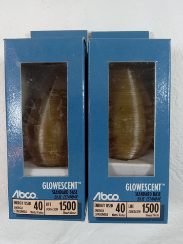 ABCO Glowescent 40 Watt AMBER bulb Flame Standard Base 1500 Hours X 2 - Picture 2 of 5