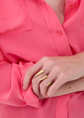 NALI Zweifinger Ring mit Goldelementen