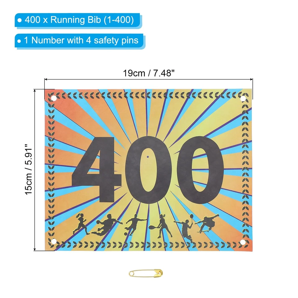 Tearproof Running Bib Numbers 7x6 Inch, 1-400 Wheat Ears Waterproof Race Comp... - Image 2 of 4