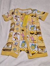 Little Sleepies Disney Winnie The Pooh Bamboo Zippy Pajamas Yellow Size 18-24MTH
