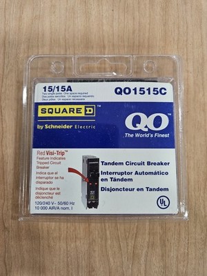 Square D Circuit Breaker 15/15A QO1515C Single Pole Tandem 1 Pole Breaker F3  