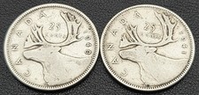 1940 & 1941 Canada Silver 25-Cent Quarters - 80% Silver King George VI