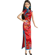 BARBIE LUNAR NEW YEAR 2021 DOLL IN CHEONGSAM DRESS DISTRESSED PKG