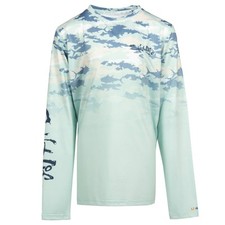 Salt Life Youth S Mint SLX Uvapor L/S Aquatic Camo Live Salty Saltlife UV30 NWT