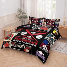 Baseball Bedding Sports Bedding Set for Boys Kids,Queen Size Comforter Sets f...