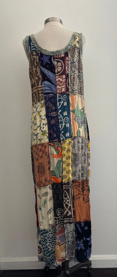Maxi Vestido Sacred Threads Sin Mangas Patchwork Boho Hippie Festival Talla Grande Foto 4 de 4