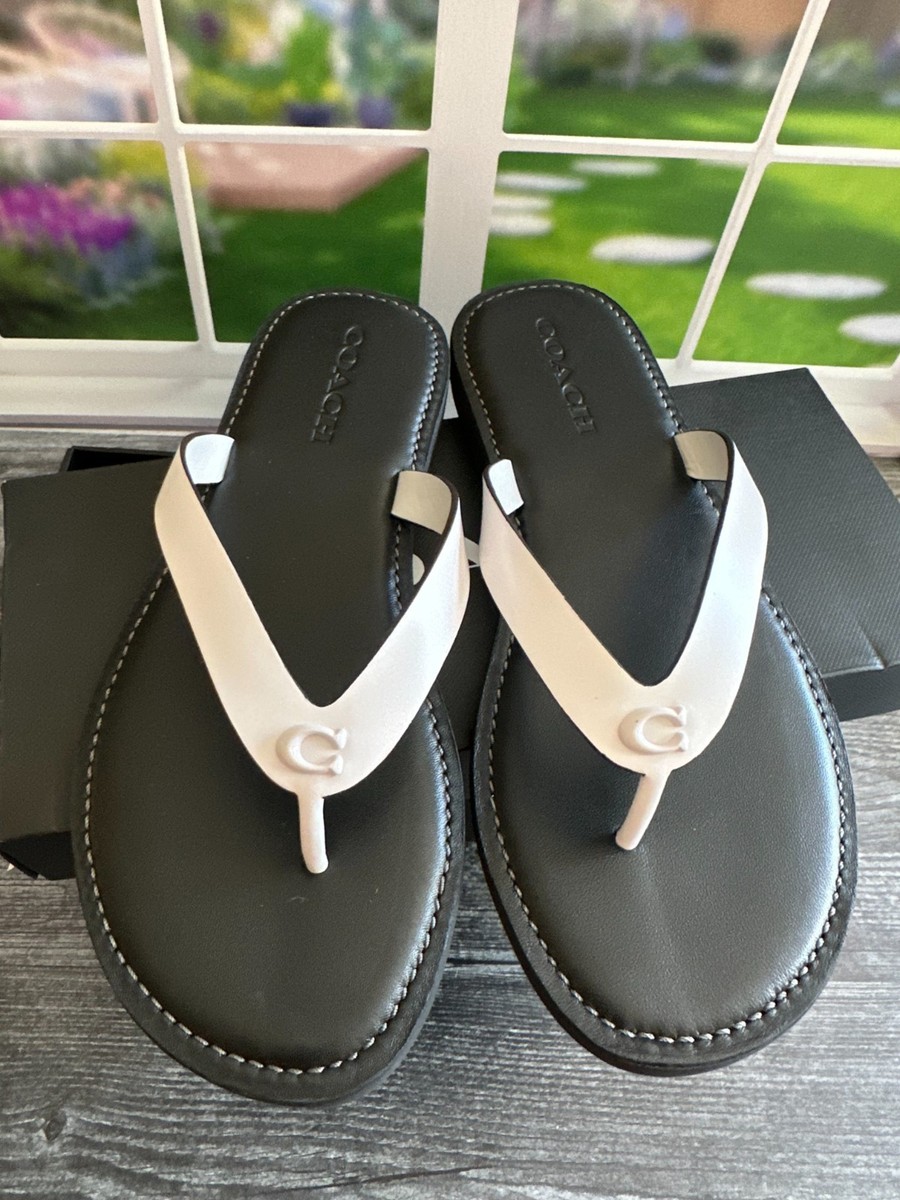 COACHサンダル Coach Women's Brianna Flip Flop Flat Sandals size US 9 Optic White