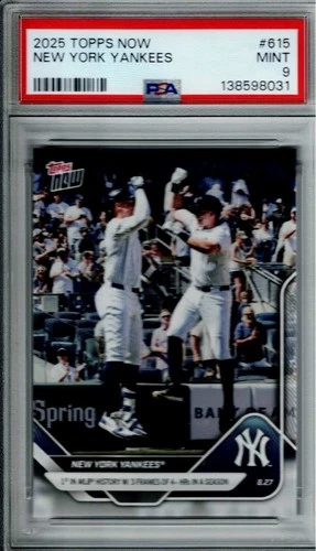 2025 Topps Now #615 AARON JUDGE & BEN RICE New York Yankees MT Graded PSA 9