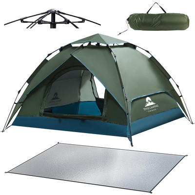 3 Mann Pop Up Zelt - Wasserdicht 3000 mm, Ultraleichte Kuppel 2-3-4 Personen Doppellagig