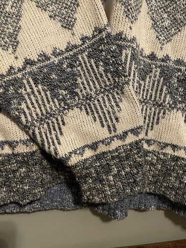 VINTAGE JJ Cochran Sweater Mens Large Gray Geometric Grandpa USA 90s (D305) - Picture 4 of 5